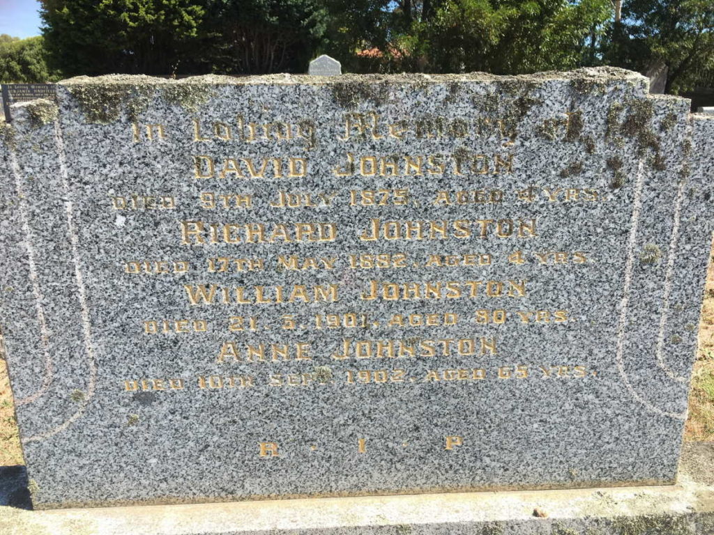 Gravestone of William Johnston, Wallan