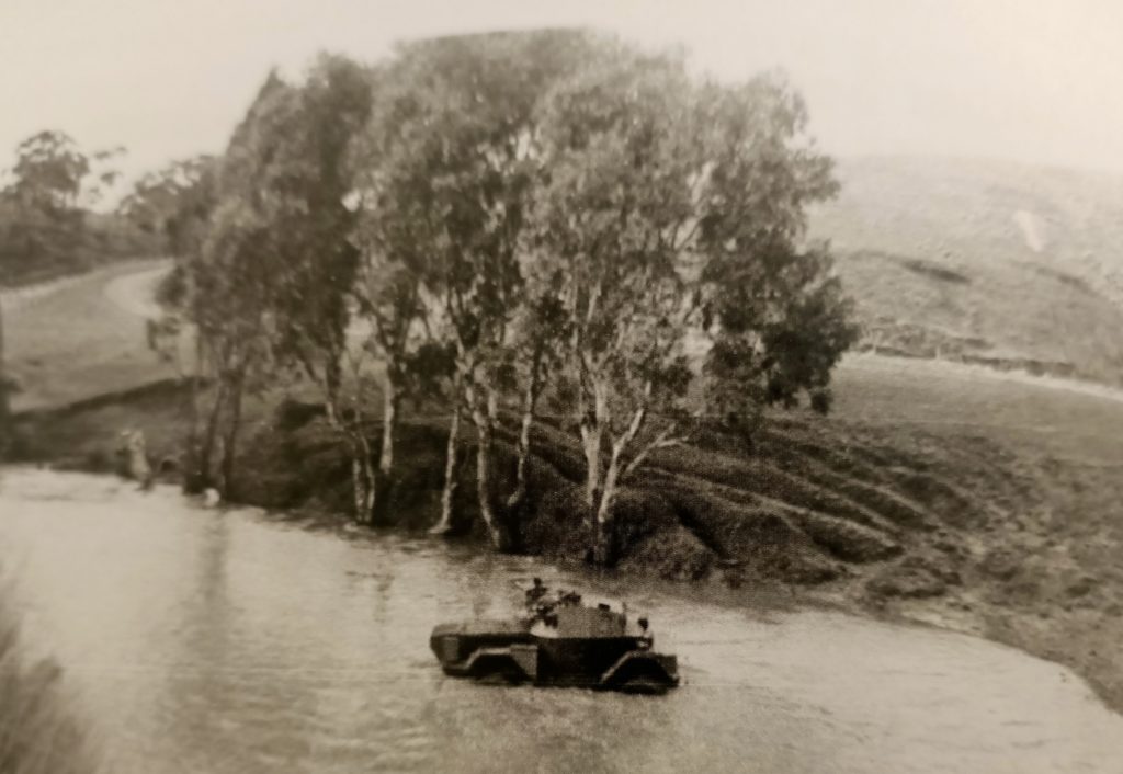A photo from 1946 shows an amphibious vehicle crossing the Deep Creek in the same place that Cornelius Francis drowned