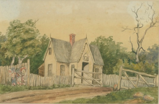 Tollgate at St Kilda road 1870 – Watercolour painting by Julia De Mole